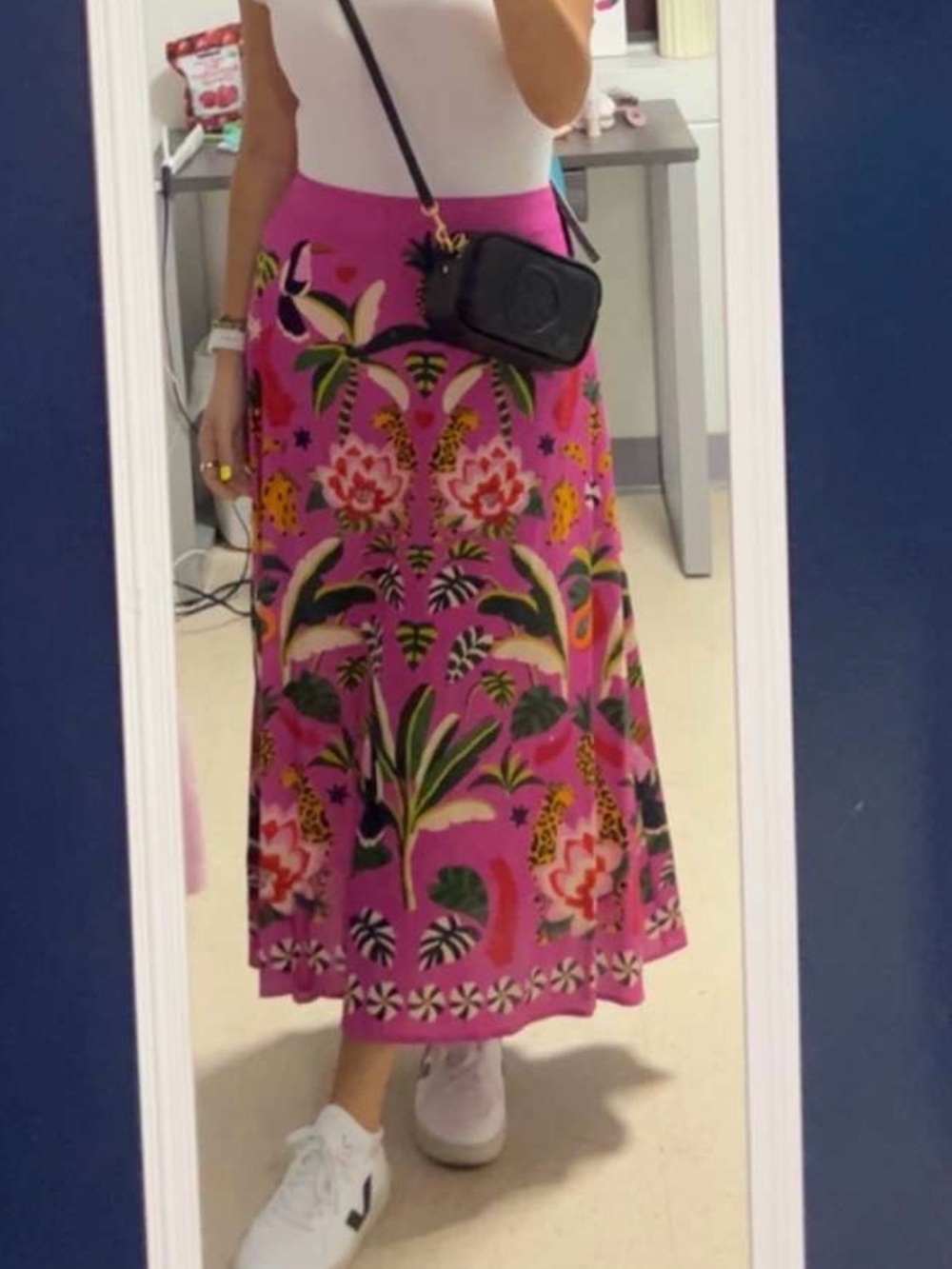 FARM Rio Hot Pink Tropical Print Maxi Skirt